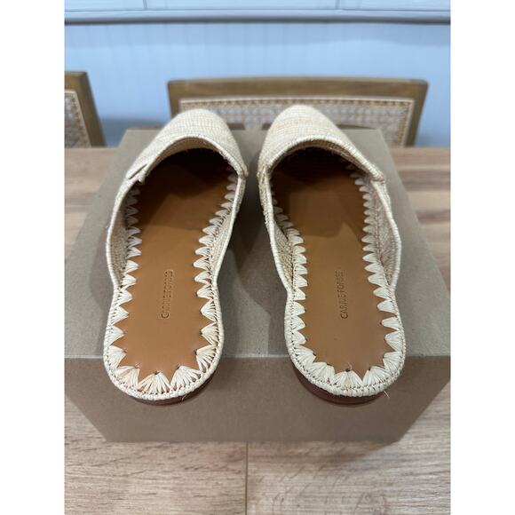 Carrie Forbes Tapa Woven Raffia Loafer Mules Natural Woven Raffia Size 8 US NWOT - Picture 12 of 15